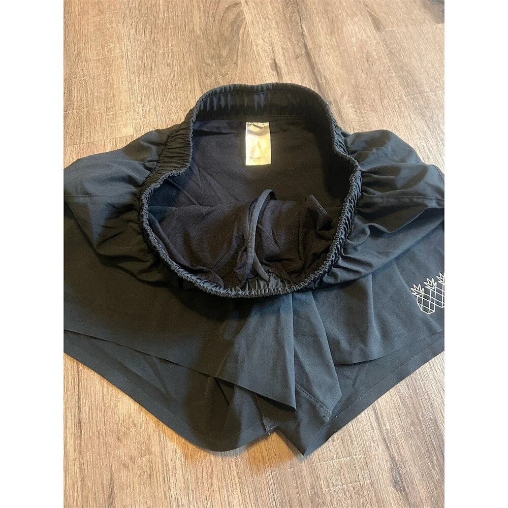 Womens Athletic Running Shorts Black Size L Built-In Liner Drawstring